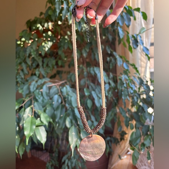 Lia Sophia Beaded Shell Pendant Necklace - Picture 1 of 6